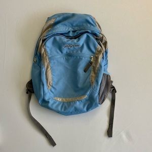 Classic JanSport Blue and Grey backpack.